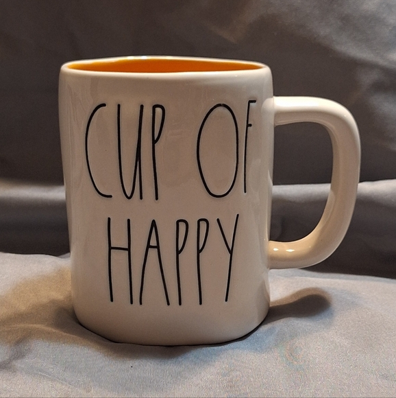Rae Dunn Other - Rae Dunn White and Orange "Cup Of Happy" Collectible Coffee Mug